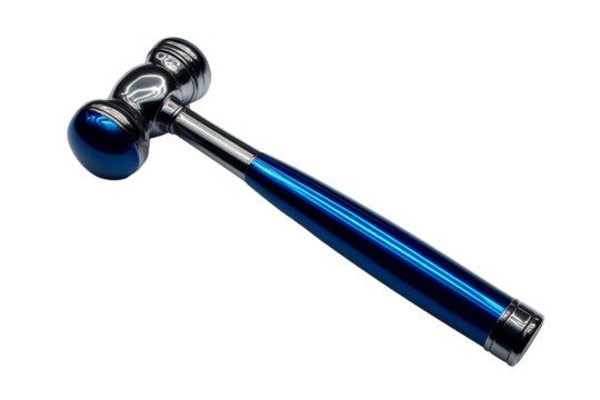 Elegant blue and silver hammer on transparent background - Powered by Adobe