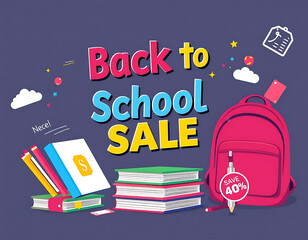Back to School Illustration – Cute Kids with School Supplies, Books, and Classroom Elements