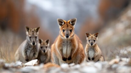 Obraz premium Family of Wallabies