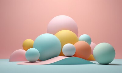 Fototapeta premium Pastel palette spheres arrangement creating smooth, vibrant and soft visual harmony