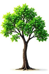 Obraz premium Varying tree branches with leaves isolated on white background, nature, wood, green