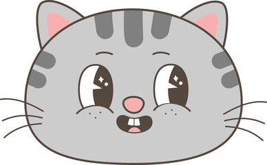 Cute Cartoon Cat Faces with Big Eyes – Kawaii Style Animal Vector