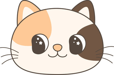 Cute Cartoon Cat Faces with Big Eyes – Kawaii Style Animal Vector
