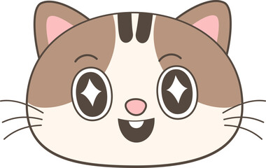 Cute Cartoon Cat Faces with Big Eyes – Kawaii Style Animal Vector