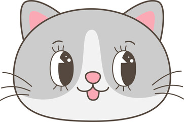Cute Cartoon Cat Faces with Big Eyes – Kawaii Style Animal Vector