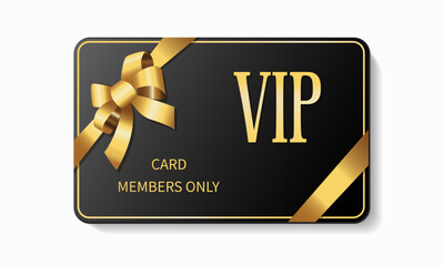 Premium VIP card with gold elements on a black background. Members only
