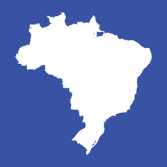 Brazil Outline Map Blue Background