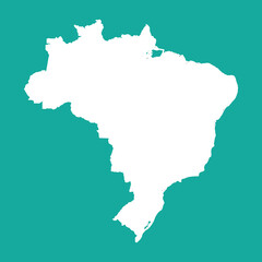 Fototapeta premium Brazil Outline Map Green Background