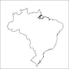 Brazil Outline Map On White Background