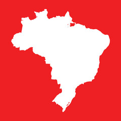 Brazil Outline Map On Red Background