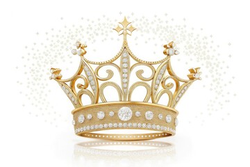 Golden Crown Adorned With Jewels on a White Background Generative AI