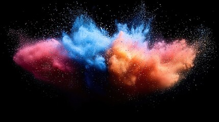 A vibrant explosion of colorful powder painted against a black  HD 8K wallpaper Photographic Image