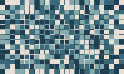 Abstract mosaic of teal and offwhite squares.  Modern geometric pattern perfect for website backgrounds, tech presentations, or contemporary design projects.