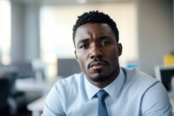 Obraz premium People Looking At Camera. Portrait of African American Businessman In Office