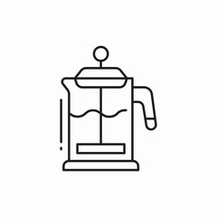 French press coffee maker icon vector sign