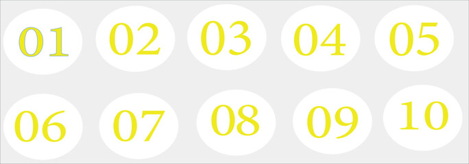 Simple round numbers icon set in line style
