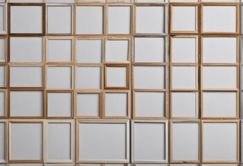 Empty photo collage frame grid mockup; varied frame styles in a structured arrangement , image, media