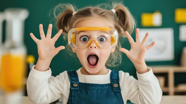 Delighted Young Student Observing Chemical Experiment with Fascination and Curiosity in Science Classroom