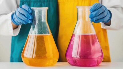 Diverse group of children engaged in a fun hands on science experiment using laboratory equipment and colored liquids in a classroom setting exploring the world of scientific discovery and learning