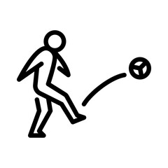 long ball kick outline icon. figure stick play football line art illustration.