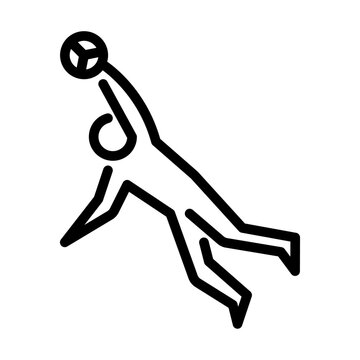 black line art volleyball player diving clip art preview