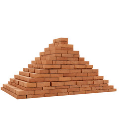 Obraz premium Brick Pyramid Structure Made from Red Bricks Isolated on Transparent Background