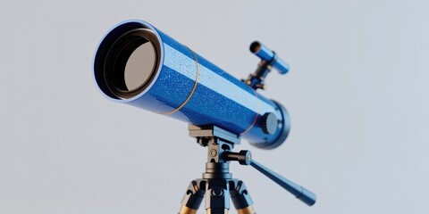 Fototapeta premium 3D Blue Telescope on Tripod - Astronomical Instrument