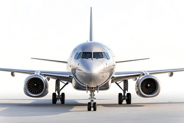 Naklejka premium Realistic Airplane on White Background Showcasing Aircraft Design Generative AI
