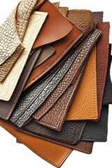 Assorted leather samples in various shades and textures