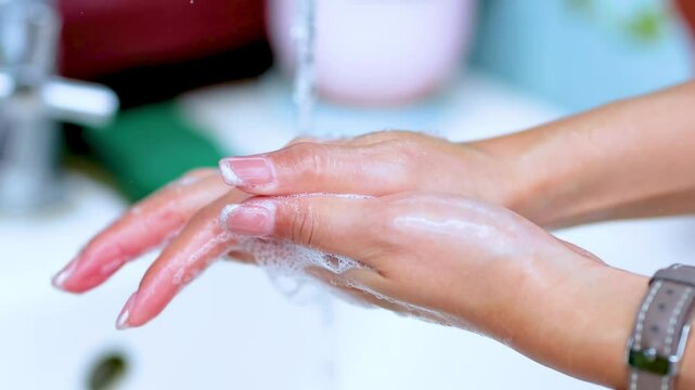 Close-Up of Handwashing with Soap and Water
