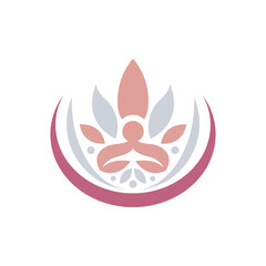 Logo design of a serene human figure integrated with a leaf and lotus flower, representing wellness, nature, and balance—ideal for a spa or holistic brand.

