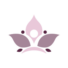 Logo design of a serene human figure integrated with a leaf and lotus flower, representing wellness, nature, and balance—ideal for a spa or holistic brand.

