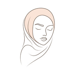 Logo design of a woman wearing a hijab, symbolizing modesty, cultural identity, and fashion, often with an elegant and modern approach.

