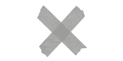 Gray Cross Mark made of Taped Paper on Transparent Background for Design