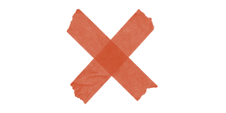 Red Cross Mark made of Taped Paper on Transparent Background for Design