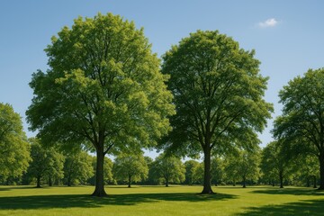 Fototapeta premium Lush green trees under sky