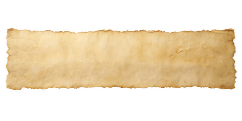 Aged parchment paper banner isolated on a white background png ai