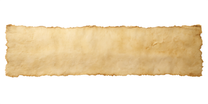Aged parchment paper banner isolated on a white background png ai