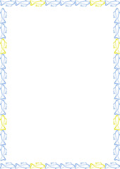 Doodle fish sketch frame. Vector sea life frame for text. Simple baby shower template element for design