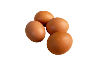 Four whole chicken eggs on isolated transparent white background. preparation for cooking dinner, healthy eating