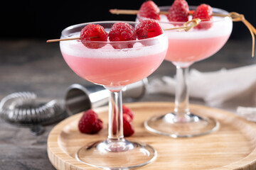 Elegant French Martini Cocktail on wooden table