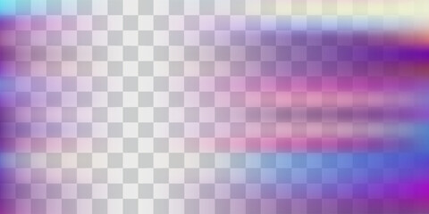 Rainbow light prism effect, transparent background. Hologram reflection, crystal flare leak shadow overlay. Vector illustration