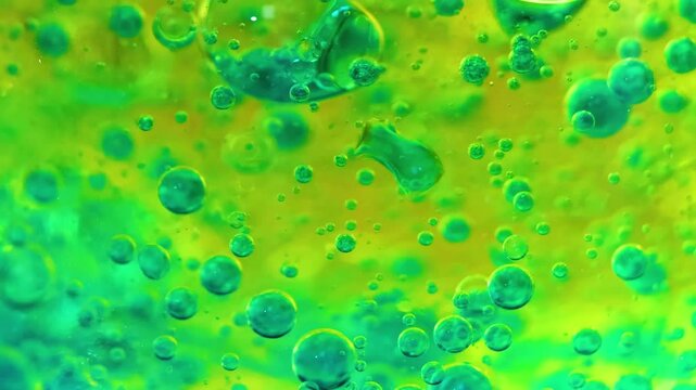 Vibrant Green and Yellow Bubble Motion