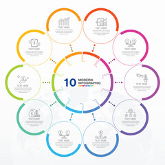 Basic infographic with 10 steps, process or options.