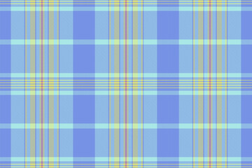 Nostalgic plaid vector pattern, vintage seamless background fabric. Tweed texture check tartan textile in blue and light colors.