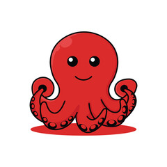 cute red cartoon octopus design template