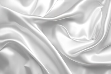 Obraz premium Elegant white silk fabric texture soft flowing waves luxurious smooth surface pure white background subtle light