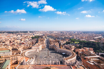 St. Peter's Square in Vatican seen from above. Rome, Italy