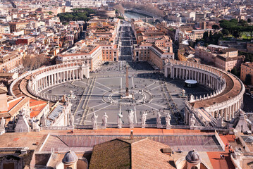 St. Peter's Square in Vatican seen from above. Rome, Italy