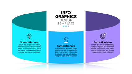 Infographic template. Curved banner with 3 steps